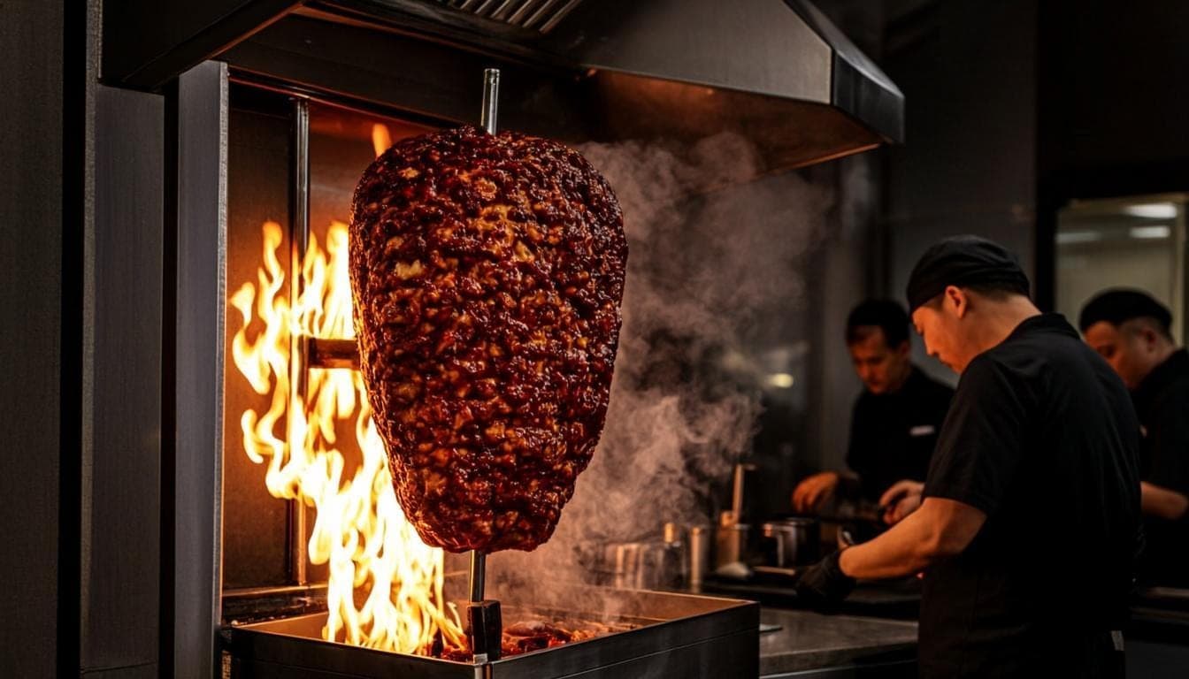 RoosterX flame-lit grill kitchen